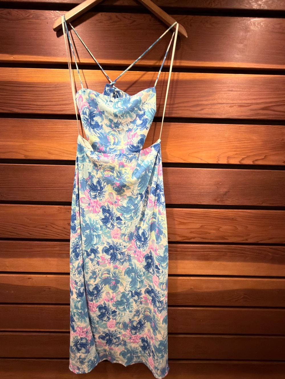 Petal & Pup Blue and Pink Floral Midi Slip Dress